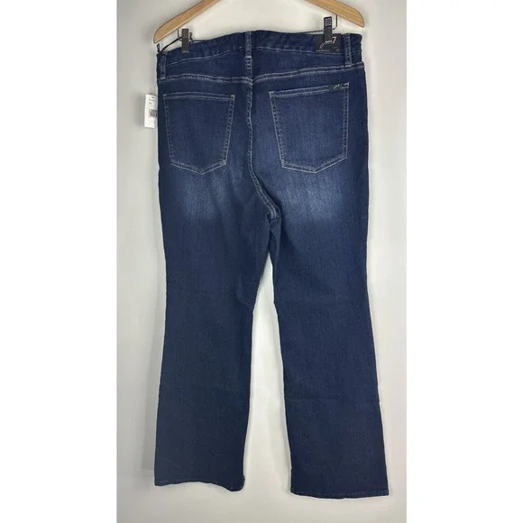 NWT JEN7 Split-Hem Slim Bootcut Jeans Dark Wash Sandblasted Stretch Plus Size 16 - Picture 10 of 14